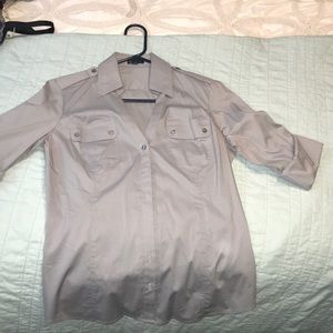 Express Women’s Gray Button Down Shirt Medium